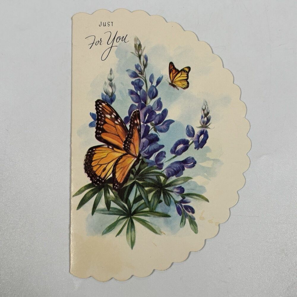 Vintage Quality Crest Monarch Butterfly Scalloped Greeting Card Brent Decor Art
